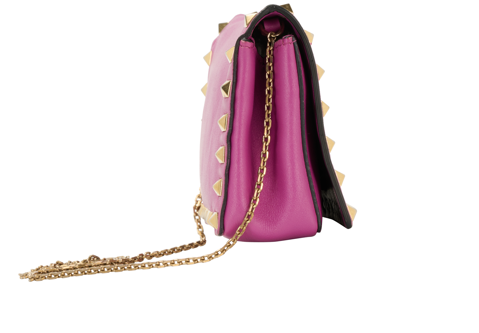 Rockstud Clutch On Chain, &pound;320, Handbags, Purple, Leather, Side view